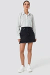 NA-KD HIGH WAIST RAW HEM DENIM SKIRT - BLACK