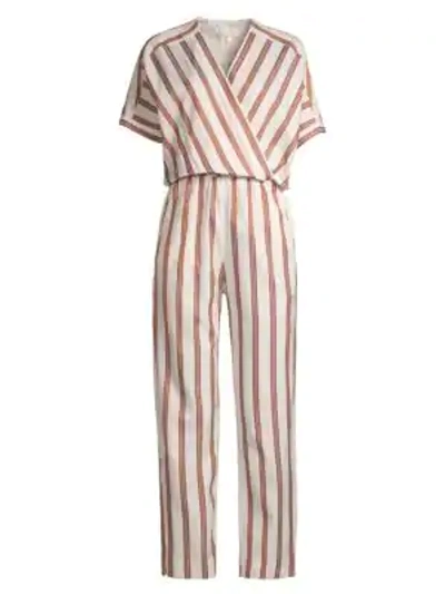 Maje Pieni Striped V-neck Short-sleeved Twill Jumpsuit