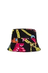 VERSACE VERSACE CAP IN NERO & STAMPA,VSAC-MA3