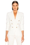 L'agence Kenzie Double-breasted Leather Blazer In Ivory