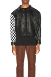 ENFANTS RICHES DEPRIMES CHECKERED SLEEVE LEATHER 夹克,ENFF-MO22