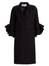 VALENTINO Ruffle Sleeve Virgin Wool & Cashmere Coat