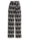 ST. JOHN Abstract Floral Tile Stretch Silk Trousers