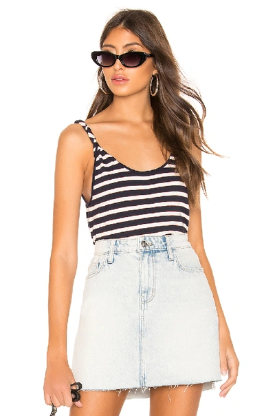Current Elliott The Twisted Striped Stretch-cotton Jersey Tank In Navy And Cream