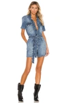 FRAME FRAME PLEATED COVERALL SHORT IN BLUE.,FAME-WR5