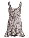 JONATHAN SIMKHAI Lamé Leopard Jacquard Bustier Ruffle Dress