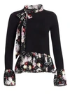 ERDEM Thora Floral Trim Bell Cuff Sweater