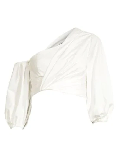 Amur Ale Cropped One-shoulder Cotton-poplin Top In White