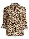 ALICE AND OLIVIA Eloise Leopard Print Silk Blouse