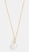 Mateo 14ct Gold Pearl And Diamond Dot Pendant Necklace In Yellow Gold