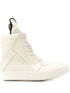 RICK OWENS RICK OWENS GEO BASKET SNEAKERS - 白色