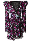 AMEN AMEN FLORAL ENHANCED SHOULDER DRESS - BLACK