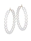 GINETTE NY Maria 18K Rose Gold & 6MM White Pearl Beaded Hoop Earrings
