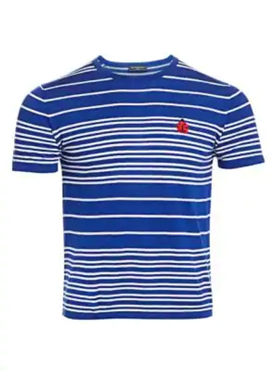 Saks Fifth Avenue Men's Modern Striped Merino Wool T-shirt In Blue White