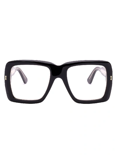 Gucci Transparent Rectangular Sunglasses In Black