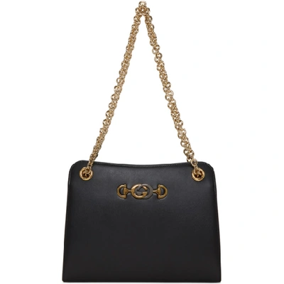 Gucci Zumi Embellished Leather Shoulder Bag In Black