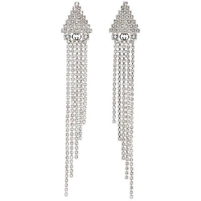 Gucci Crystal-embellished Drop Earrings In Metallic