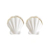 POPORCELAIN Porcelain Clam Shell Clip-On Earrings