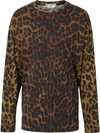 BURBERRY BURBERRY LEOPARD PRINT COTTON JERSEY TOP - 绿色