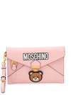 MOSCHINO MOSCHINO 泰迪熊贴花LOGO手拿包 - 粉色