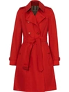 BURBERRY BURBERRY COTTON GABARDINE TRENCH COAT - 红色