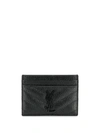 Saint Laurent Monogram Quilted Cardholder In Black