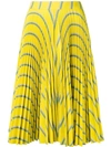 CALVIN KLEIN 205W39NYC STRIPED PLEATED FLARED SKIRT