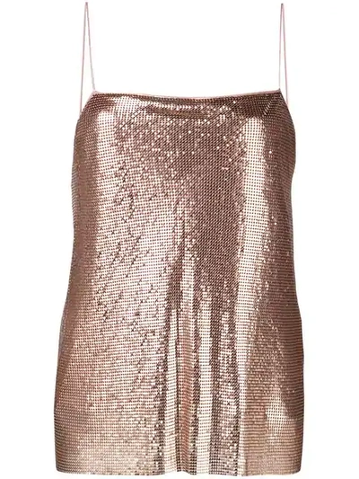 Alice And Olivia Harmon Drapey Chainmail Slip Tank Top, Rose Gold