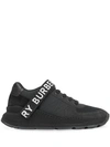 BURBERRY LOGO DETAIL LEATHER, NUBUCK AND MESH SNEAKERS
