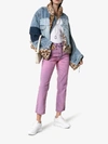 ASHLEY WILLIAMS ASHLEY WILLIAMS ASHLEY ACID WASH CROPPED JEANS,AWSS1981HYPERPURPLE13557720