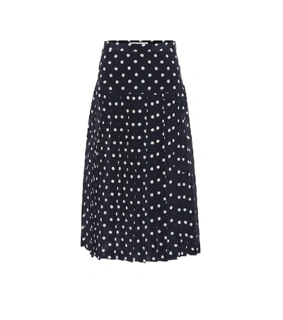 Alessandra Rich Pleated Polka-dot Silk-georgette Midi Skirt In Print