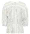 CHLOÉ LACE-TRIMMED STRIPED SILK BLOUSE,P00380267