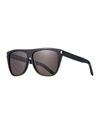 SAINT LAURENT TWO-TONE ACETATE RECTANGLE SUNGLASSES,PROD143670101