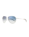 Oliver Peoples Benedict Basic Aviators, Silver/chrome In Chrome/sapphire