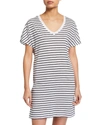 Hanro Pure Essence Raglan Three-quarter Sleeve Cotton Short Gown In Blue/white
