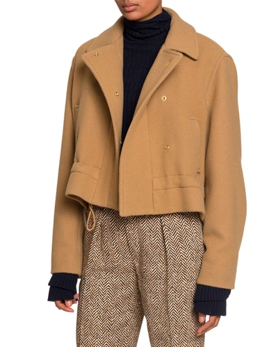 Chloé Snap-front Jacket With Drawcord In Brown