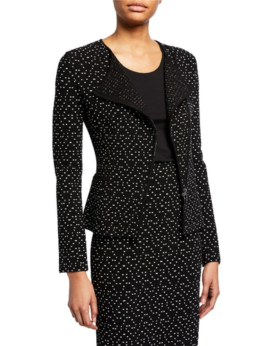 Armani Collezioni Emporio Armani Textured Diagonal-zip Jacket In Black