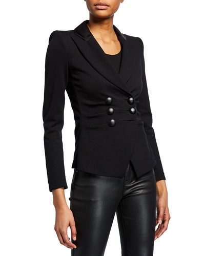 Emporio Armani Milano Jersey Faux Double-breasted Jacket In Black