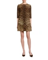 Dolce & Gabbana Short Leopard Print Dress In Double Crêpe In Leopard