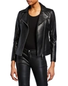 EMPORIO ARMANI ZIP-FRONT KNIT-TRIM LEATHER MOTO JACKET,PROD221170357