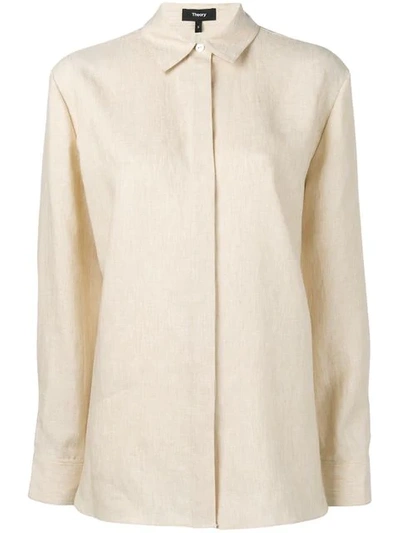 Theory Classic Menswear Shirt In Sand