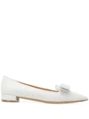 FERRAGAMO SALVATORE FERRAGAMO DOUBLE BOW BALLERINA SHOES - SILVER