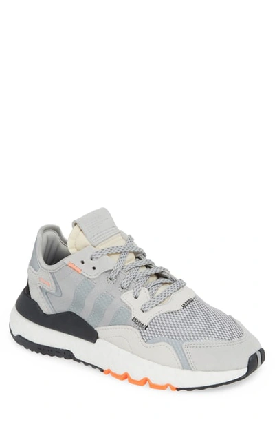 Adidas Originals Nite Jogger Ripstop, Mesh And Suede Sneakers In Grey/ Solar Orange