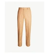 GUCCI LOGO-WEBBING CROPPED REGULAR-FIT STRAIGHT COTTON-BLEND TROUSERS