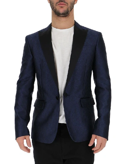 Dsquared2 Beverley Abstract Jacquard-print Regular-fit Silk Jacket In Navy Blue