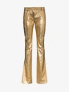 RONALD VAN DER KEMP RONALD VAN DER KEMP SLIM LEG FLARED LEATHER TROUSERS,84713483064