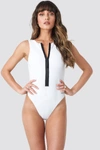 CALVIN KLEIN Square Back One Piece Swimsuit White