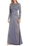 TADASHI SHOJI EMBROIDERED MESH & TAFFETA GOWN,CY18213L