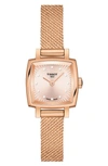 Tissot Women's Swiss T-lady Lovely Diamond Accent Rose Gold Mesh Bracelet Watch 20mm In Rose Gold