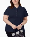 TOMMY HILFIGER PLUS SIZE PIQUE POLO SHIRT, CREATED FOR MACY'S